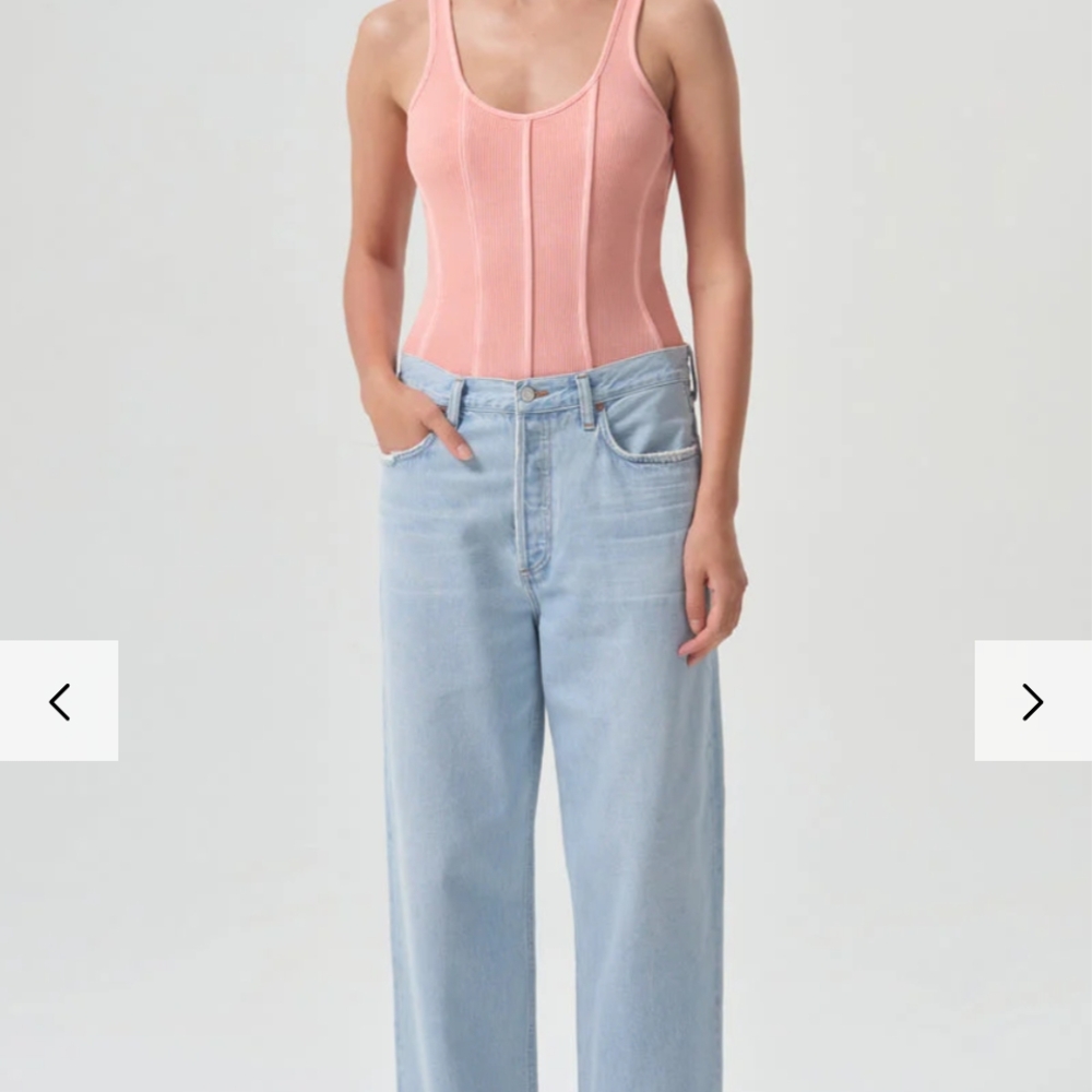 Agolde 'Elna' Bodysuit New With Tags SZ Large Organic Cotton Pink